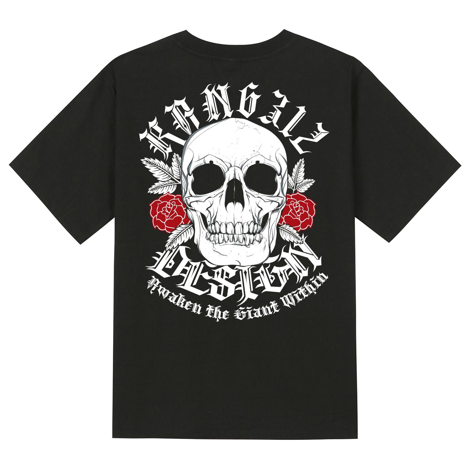 Khan 6312 Ktb0013 Old Skull Short Sleeve T-Shirt - Black Black/L