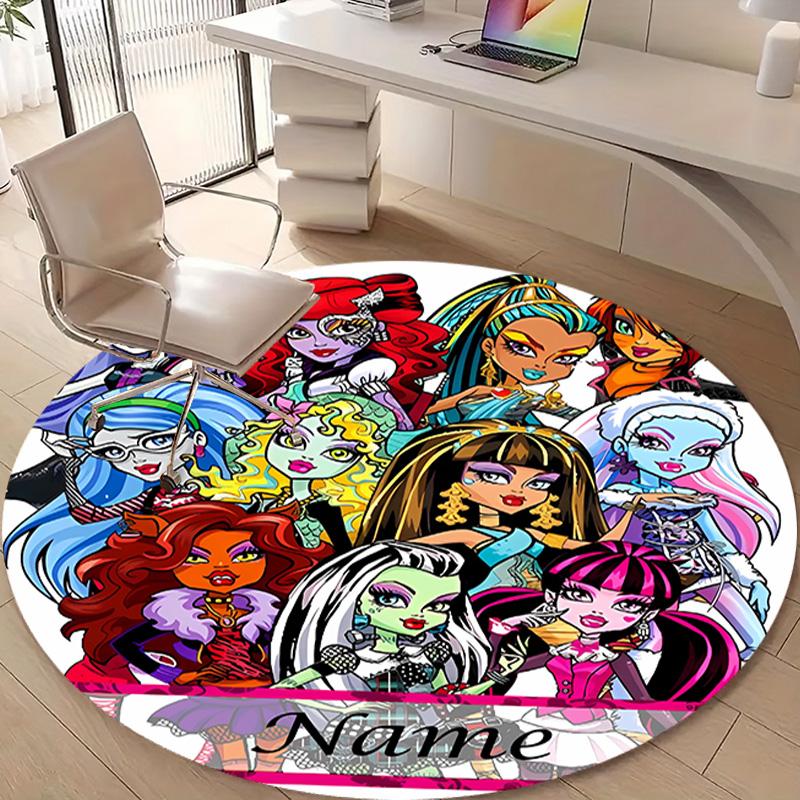 Personalized M-Monster High Draculaura Round Chair Office Rug - Perfect for Mat, Office Chair & More - Ideal Gift for Birthdays and Holidays