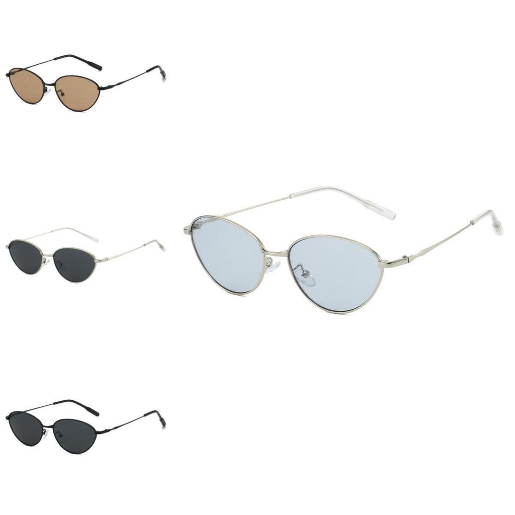 Vintage Metal Cat Eye Sunglasses With Uv400 Protection For Stylish Outdoor Wear