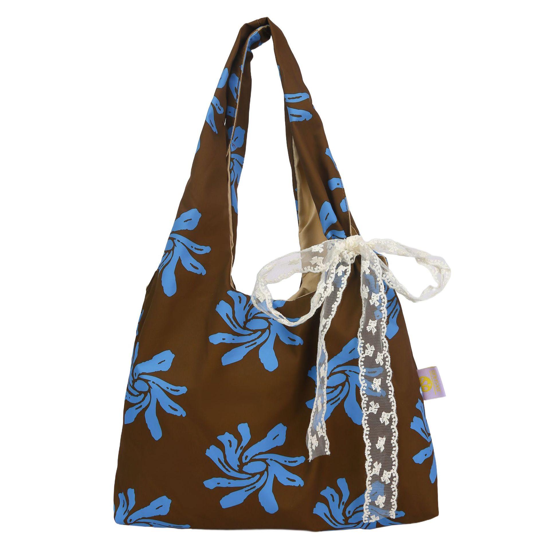 

New Japanese Korean Style Beach Canvas Bag Fresh Flower Single Shoulder Bag Large Capacity Casual Vest Women s Bag коричневий