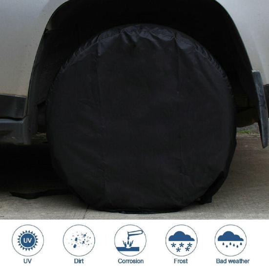 4 Piezas Cubierta de Neumático Impermeable Resistente a la Abrasión Negro Protector de Rueda de Neumático de Coche para RV