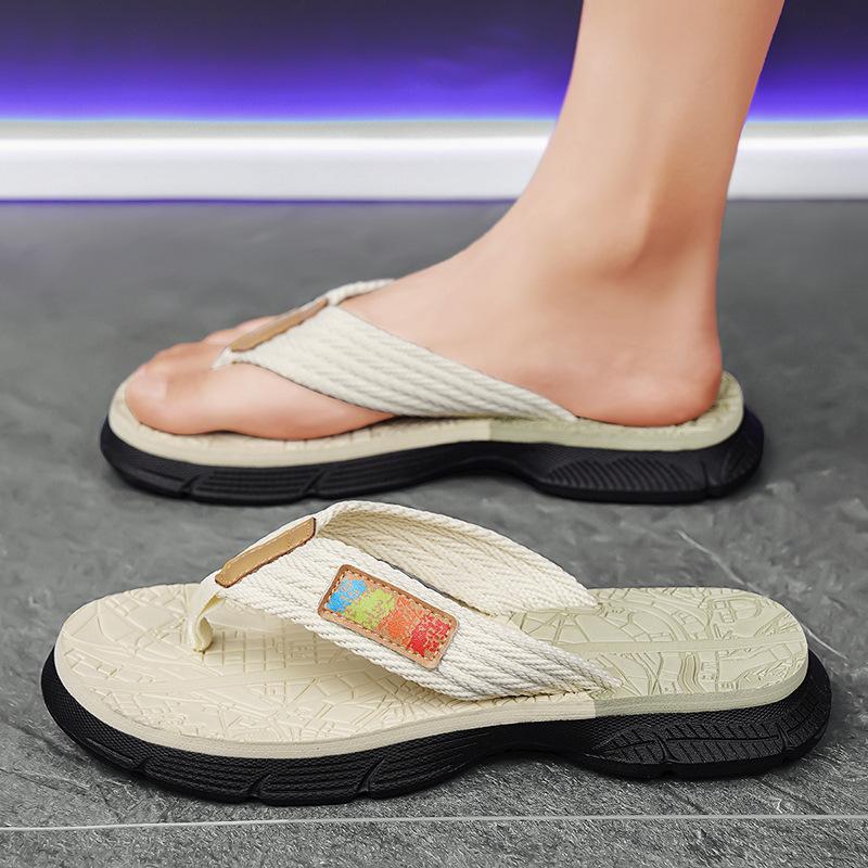 Trendy brand summer non-slip driving flip-flops sandals outdoor casual beach shoes men's soft-soled pinch slippers