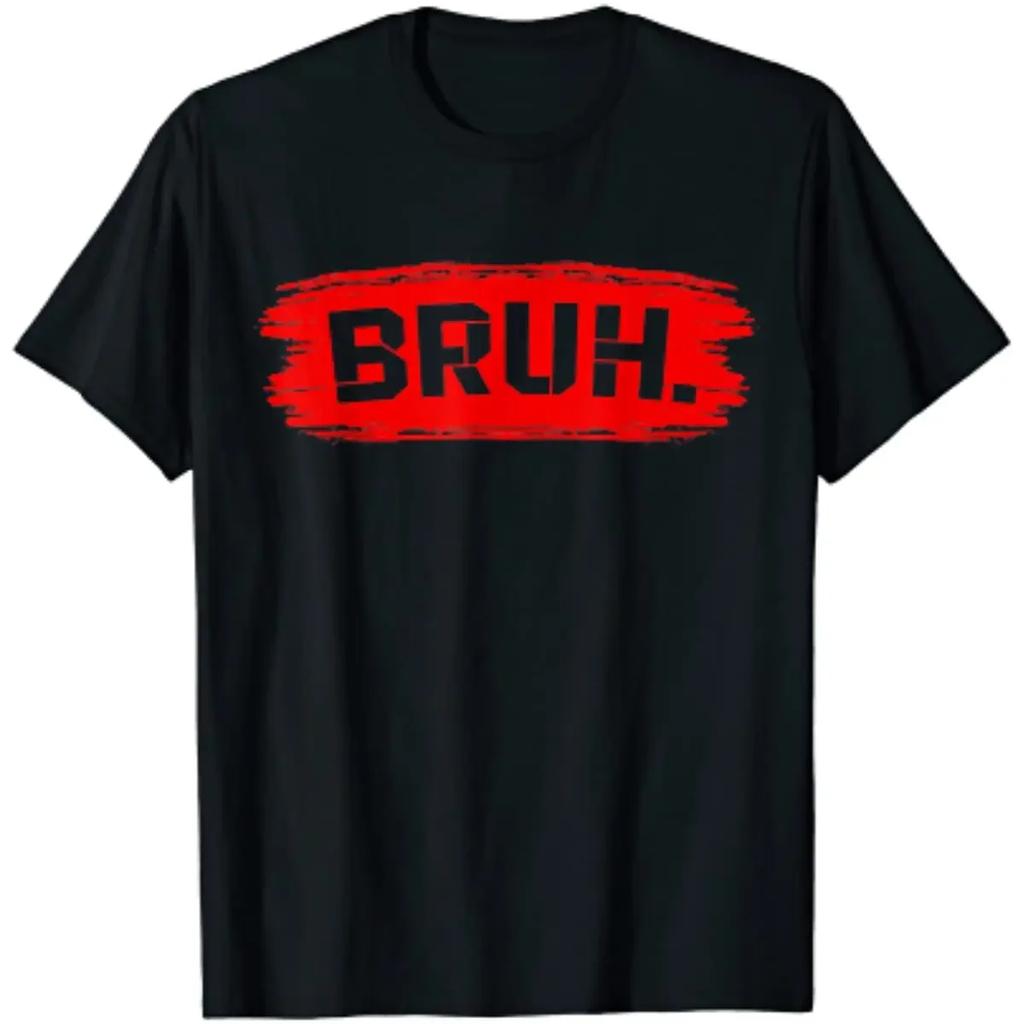 Bruh Meme Funny Saying Brother Greeting Teens Boys Men T-Shirt Oversized T Shirt Streetwear Casual Cotton Daily Four Seasons