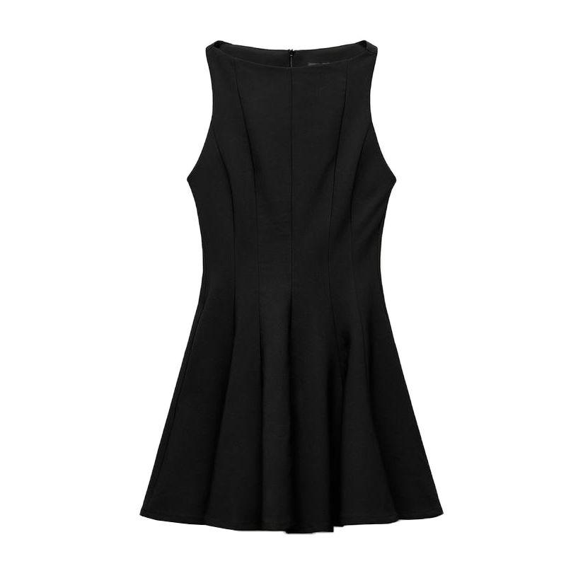 

Fall and Winter New Arrival Women s Clothing Fashion Style Easiest for Match round Neck Sleeveless Wide Hem Short Midi Skirt Dress 3067240 Black L