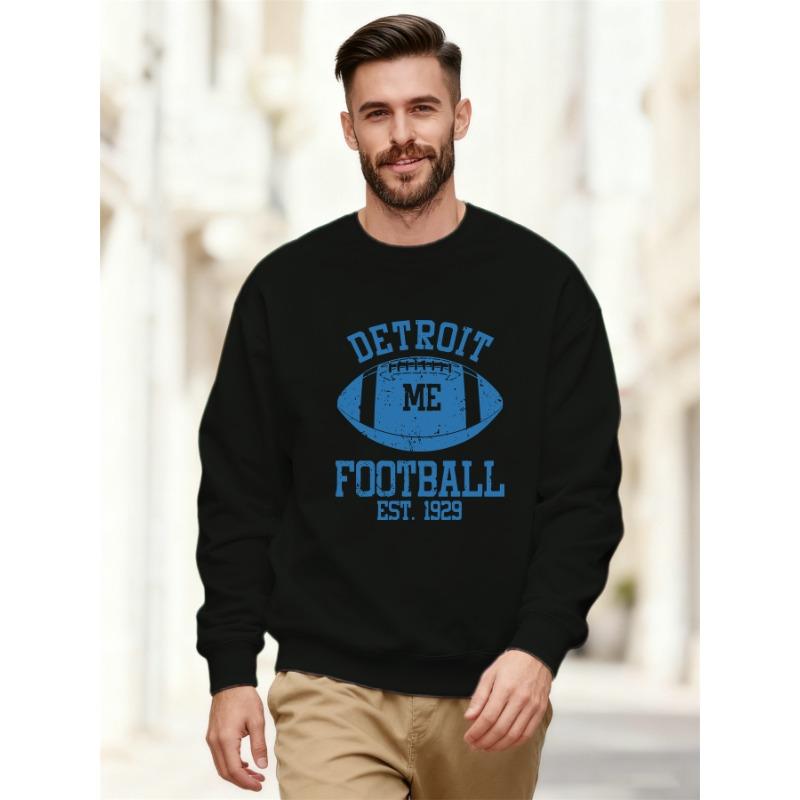 Men's Detroit Football Logo Casual Crewneck Sweatshirt Established In 1929.