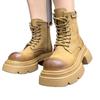 Thick-soled heightening Martin boots women's retro boots small casual rhubarb mountaineering boots