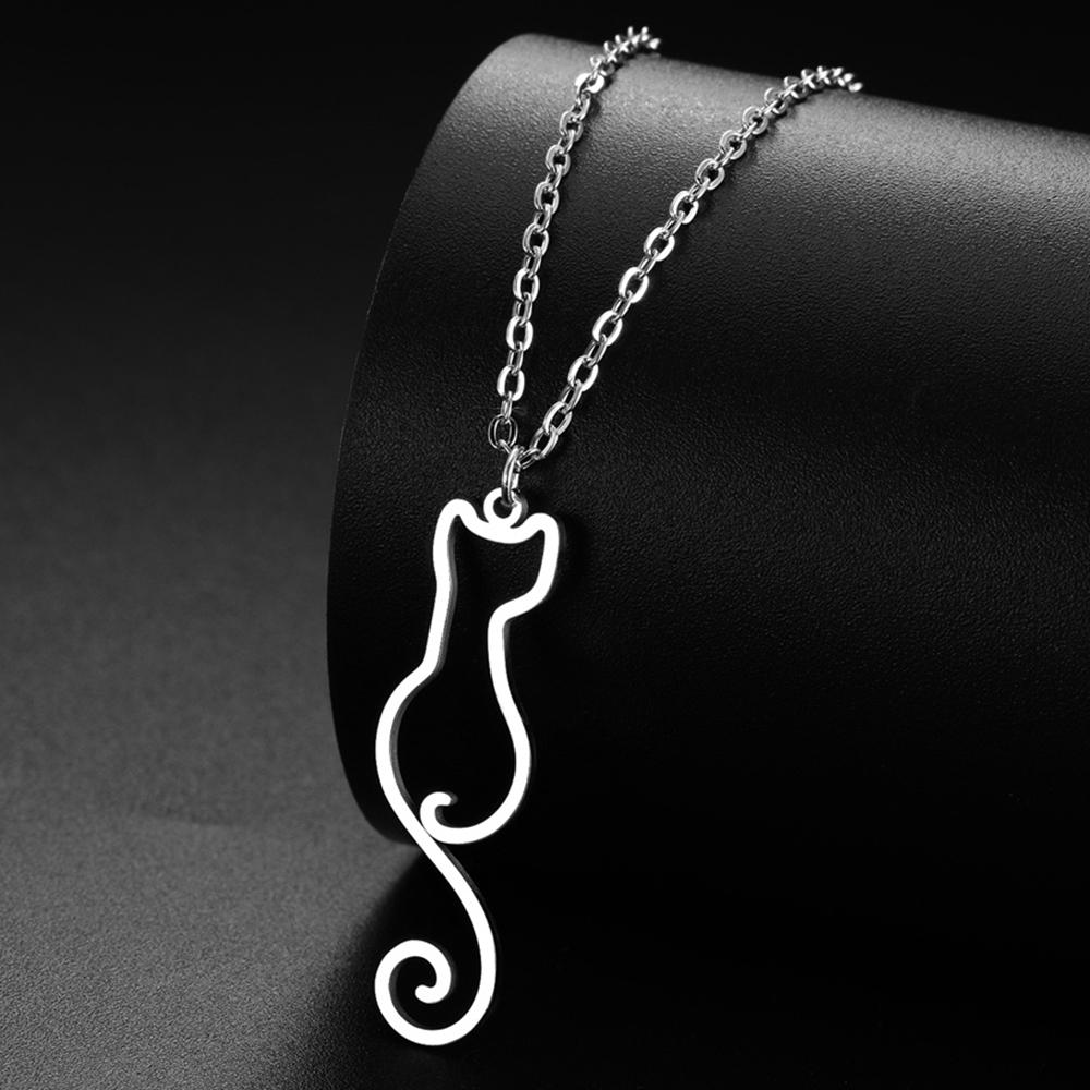 My Shape Lovely Cats Pendant Necklaces for Kids Cute Animals Kitten Charms Necklaces Stainless Steel Jewelry Valentine's Day