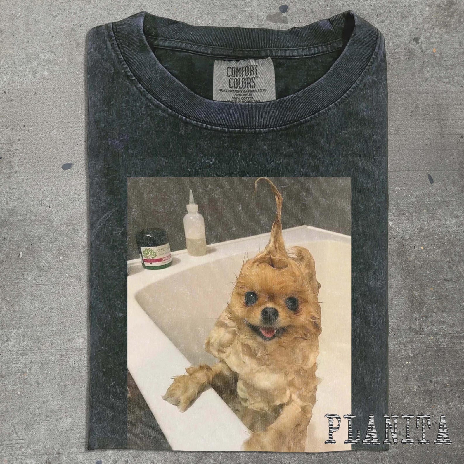 Happy Wet Puppy T-Shirt | Cute Bath Time Dog Photo Tee 3XL
