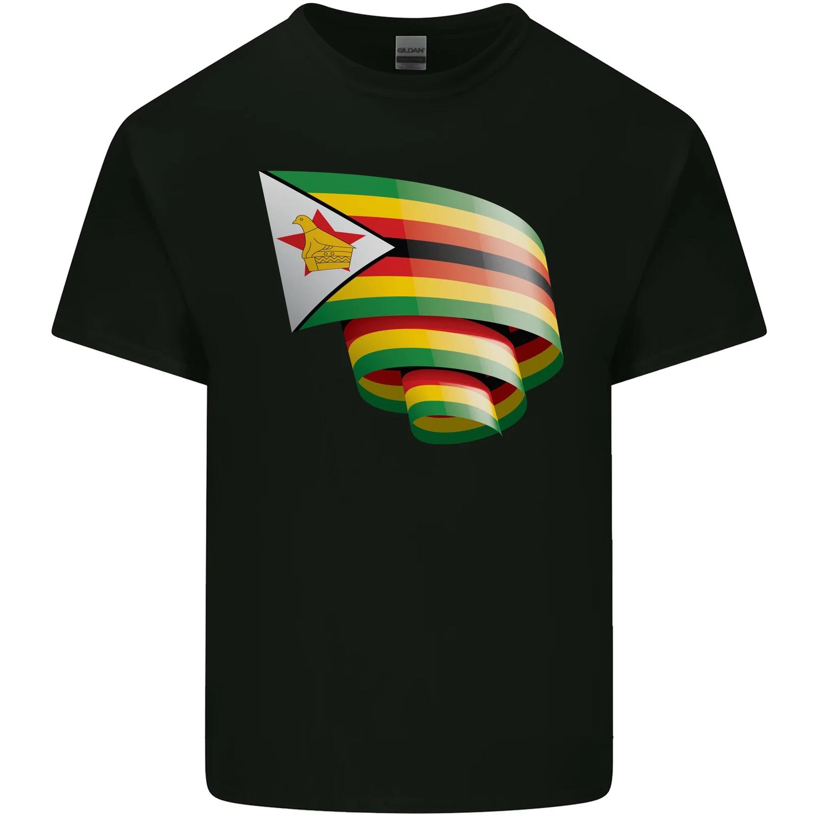 Curled Zimbabwe Flag Zimbabwean Day Football Kids T-Shirt Childrens S