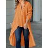 Camisa Casual de Color Sólido para Mujer, Manga Larga, Holgada, Cuello Solapa