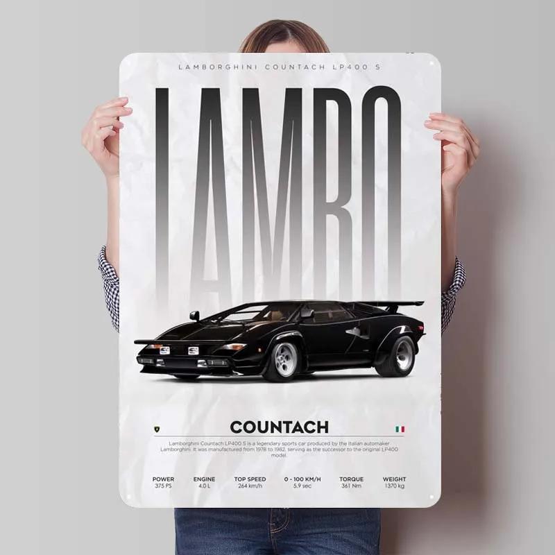 Lamborghini Tinplate Sign Cars Poster Decoration for Home Decor Items Retro Metal Sign Plaque for Garage Wall Art Decoration