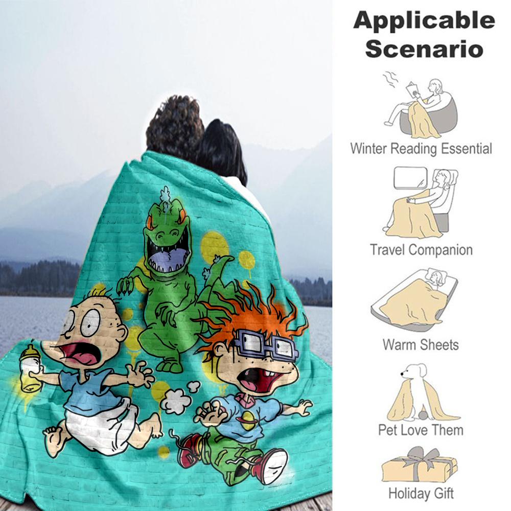 Rugrats Flannel Blanket, High quality Comfortable for All Seasons, Home Decor, Warmth and Comfort