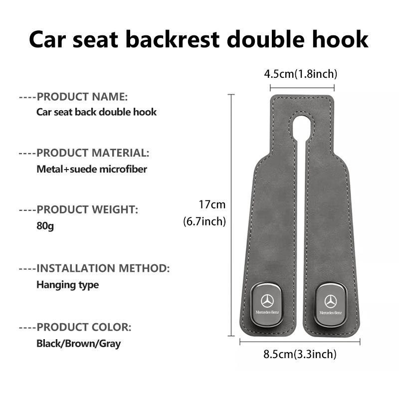For Benz Car Headrest Hook Suede Rear Seat Hanging Dual Hook Storage Interior Accessories CITAN VITO SPRINTER CLS SLK Sport ML AM0