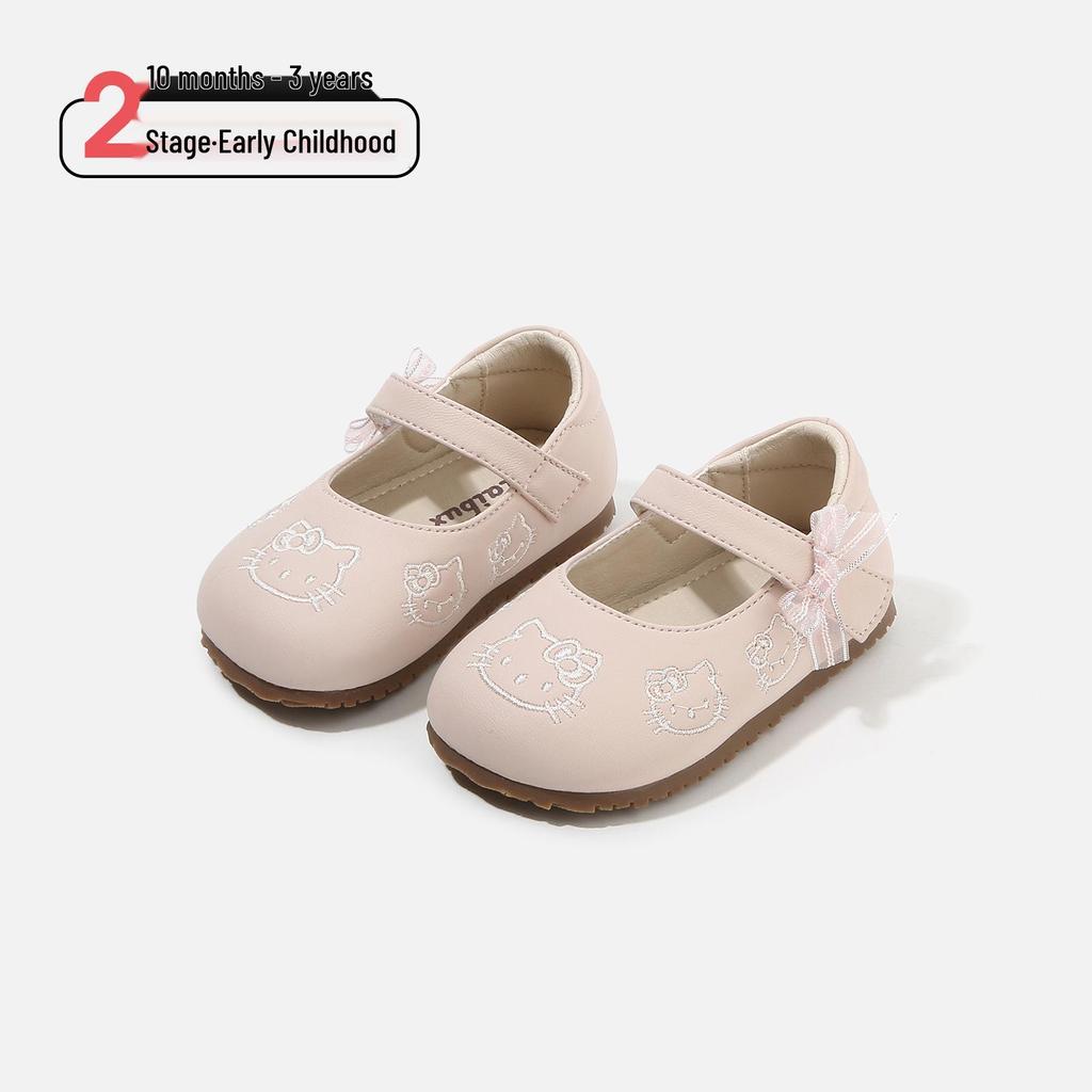 Spring 2026 Soft Sole Leather Baby Walker Shoes with Doll Print - Non-Slip Design