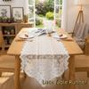 Romantic Elegant Lace Table Runner Long Strip Shape Soft Table Cover Polyester Washable Vintage Tablecloth Dining Room