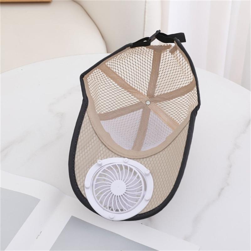 USB Rechargeable Cooling Fan Baseball Hat With Solar Powered Design Breathable Adjustable Sun Hat For Outdoor Activity