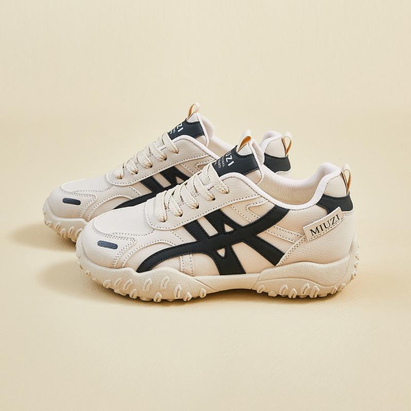 

Женские повседневные кроссовки на массивной платформе, дышащие из искусственной кожи, нескользящая спортивная обувь для ходьбы для женщин, легкие удобные кроссовки для тенниса на шнуровке 40