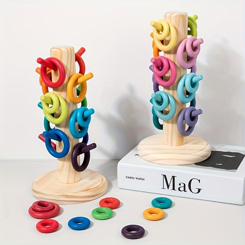 Infant and Toddler Color Sorting Rainbow Macaron Shape Recognition Educational Wooden Toy Home Decor