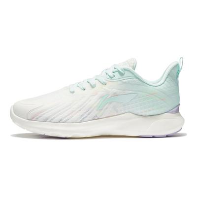 Li Ning Lightweight Soft Rebound Breathable Shock Absorbing Non-Slip Durable Low-Top Running Shoes Women Sneaker White Blue ARSU082-2