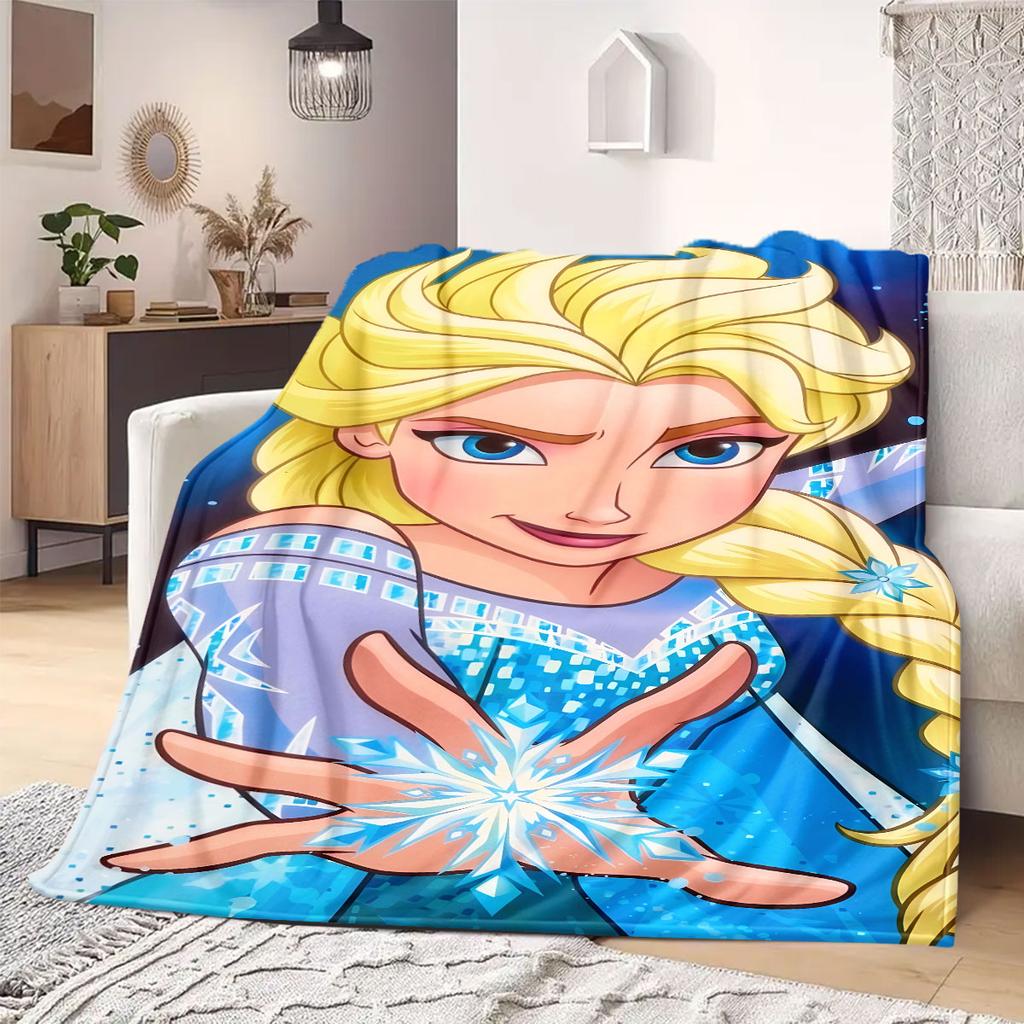 Frozen Cartoon Print Flannel Blanket for Bedrooms Chairs Picnics Travel Sofas Beds Home Decor Extra Large Gift