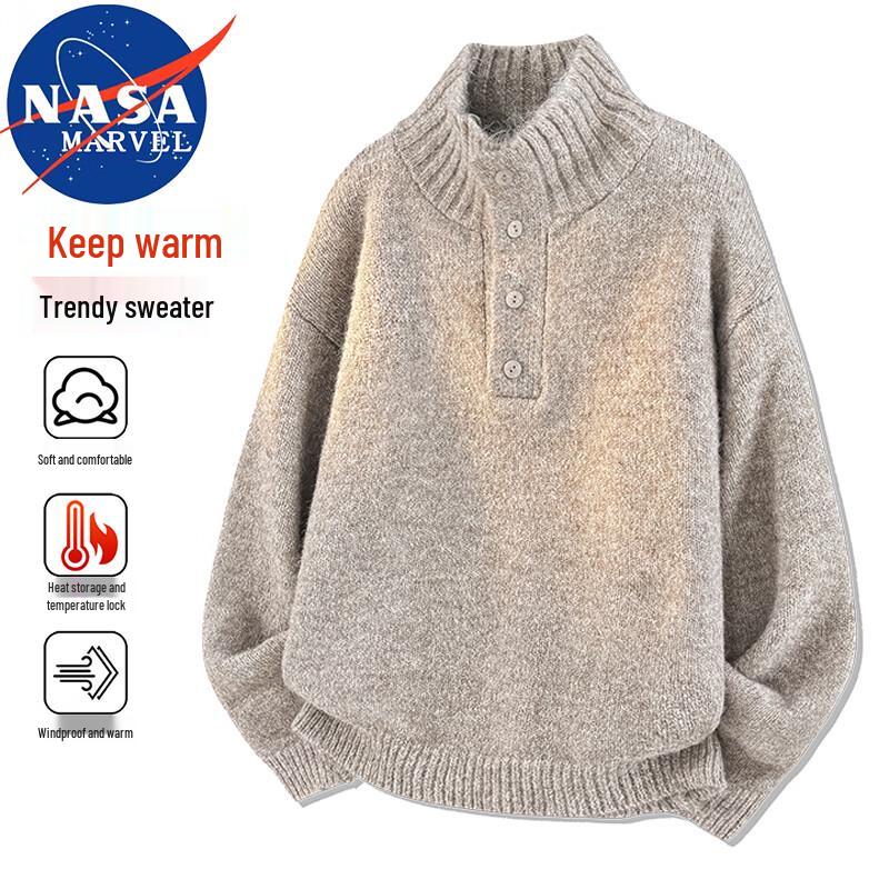 NASA MARVEL Men's Stand Collar Knitted Sweater