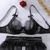 Women's Sexy Lingerie Set Hollow Out See-Through Allure Lingerie Set Push-Up Shaping Bra & Panty Set