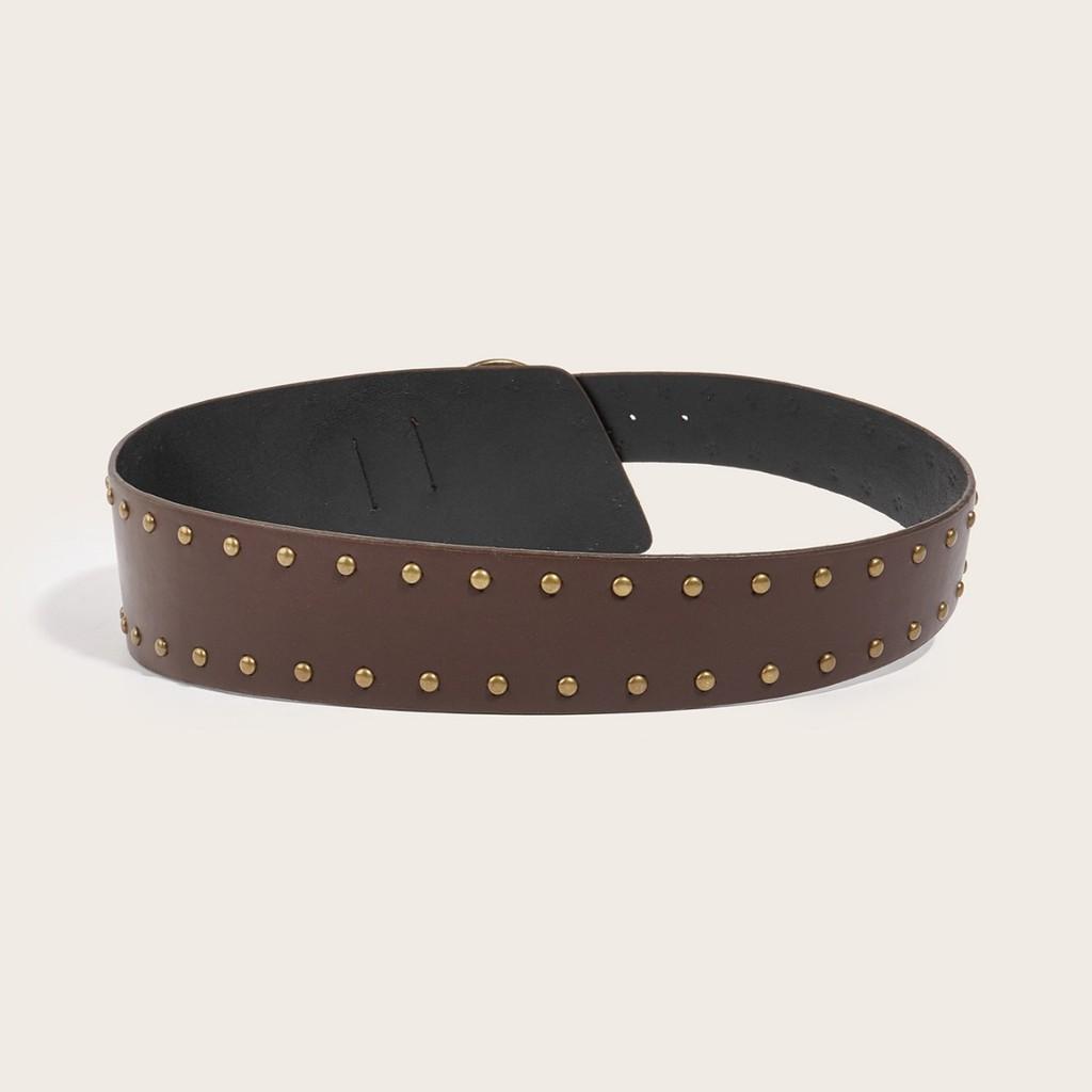 Retro Edgy Rivet Belt With Alloy Clasp For Trendsetting Street And Casual Wear