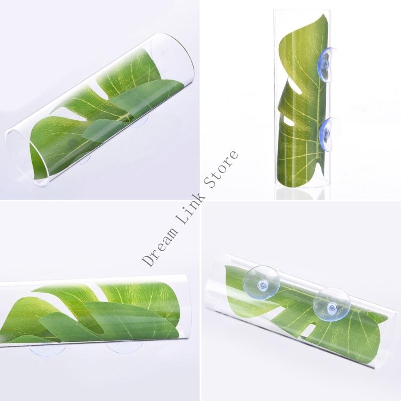 Q1FD Green Artificial 3D Print with Suction Cup for Terrarium Hideouts Home Decors