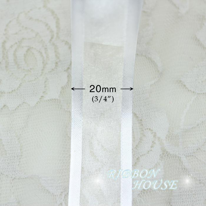3/4 '' (20 mm) Weiße Organzabänder (breit geschnitten) – Großhandel für Geschenkverpackungen und Dekorationen