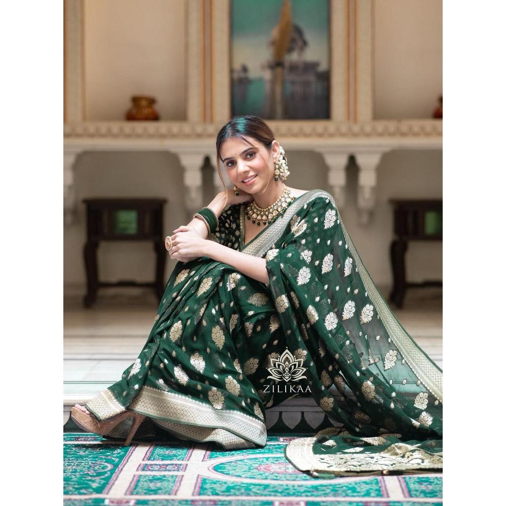 Stylish Wedding Sarre for Women ,Blouse (Need To Be Stitched As Per Size And Fit)