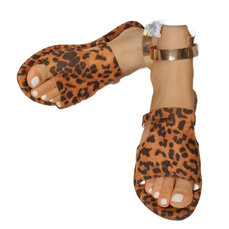 Fashion Leopard Flats Women Slippers Fashion Casual Shoes 2025 Summer Designer Elegant Flip Flops New Trends Slingback Zapatillas Mujer