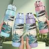1PC Pine Tree Cliff Ocean Bay Landscape Print 750ml Color Plastic Sports Water Bottle Leakproof Flip Straw Lid Suitable for Sports Office Home Use