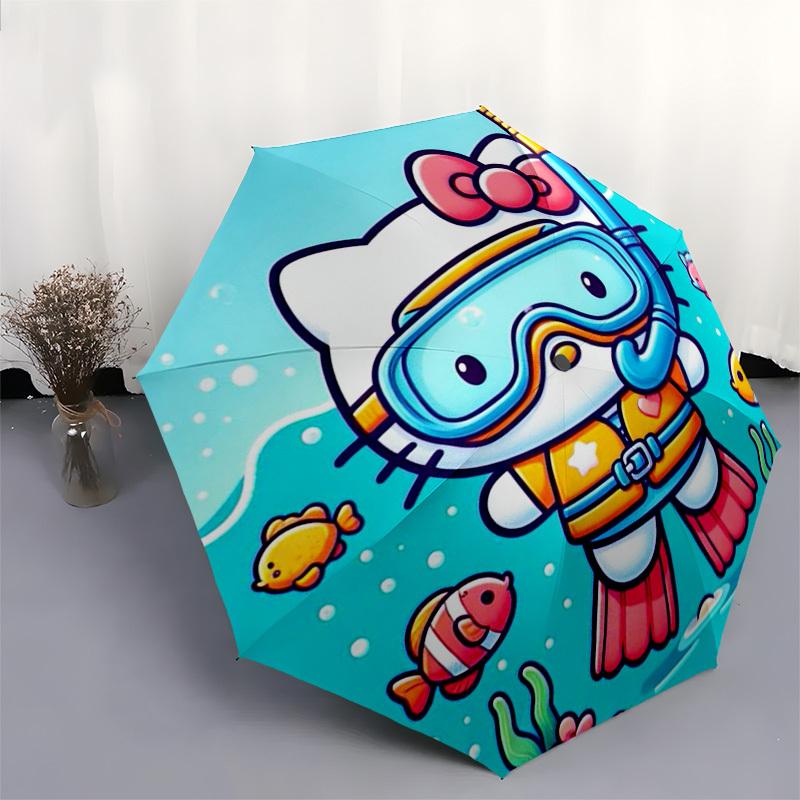 1pc Hello Kitty Underwater Adventure Umbrella with Plastic Handle,Suitable for All Seasons Home Travel Outdoor UmbrellaSanlio501
