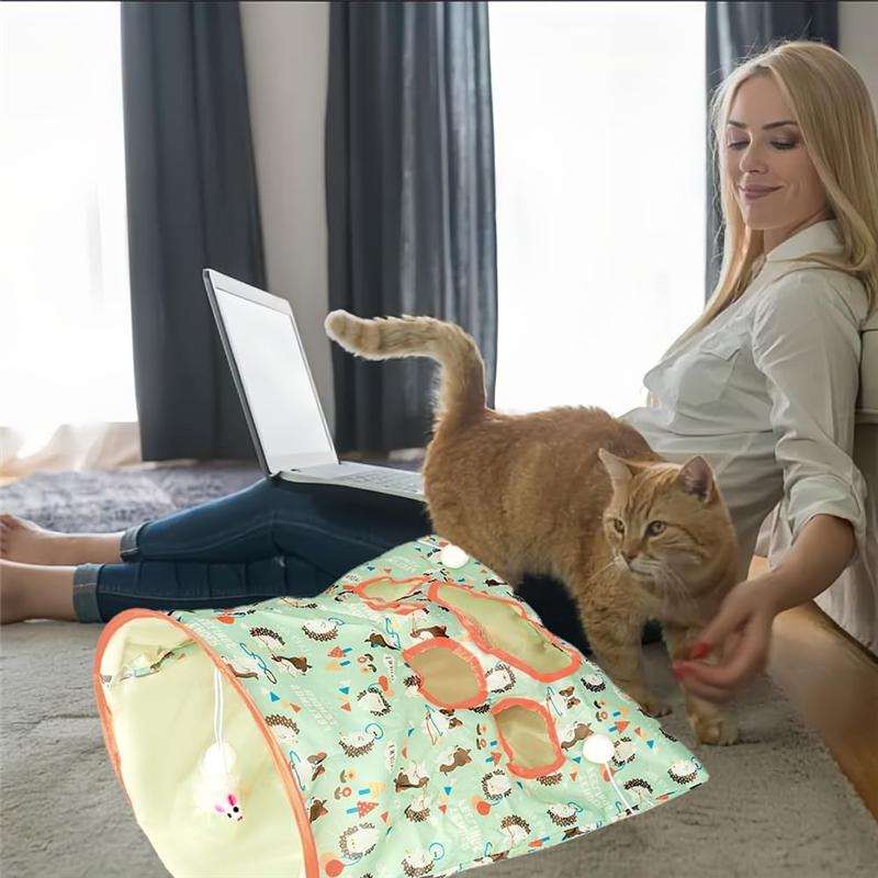 Cat Tunnel Bag For Indoor Cats, Foldable Crinkle Sack For Pets, Cat& Hamster Play Tunnel