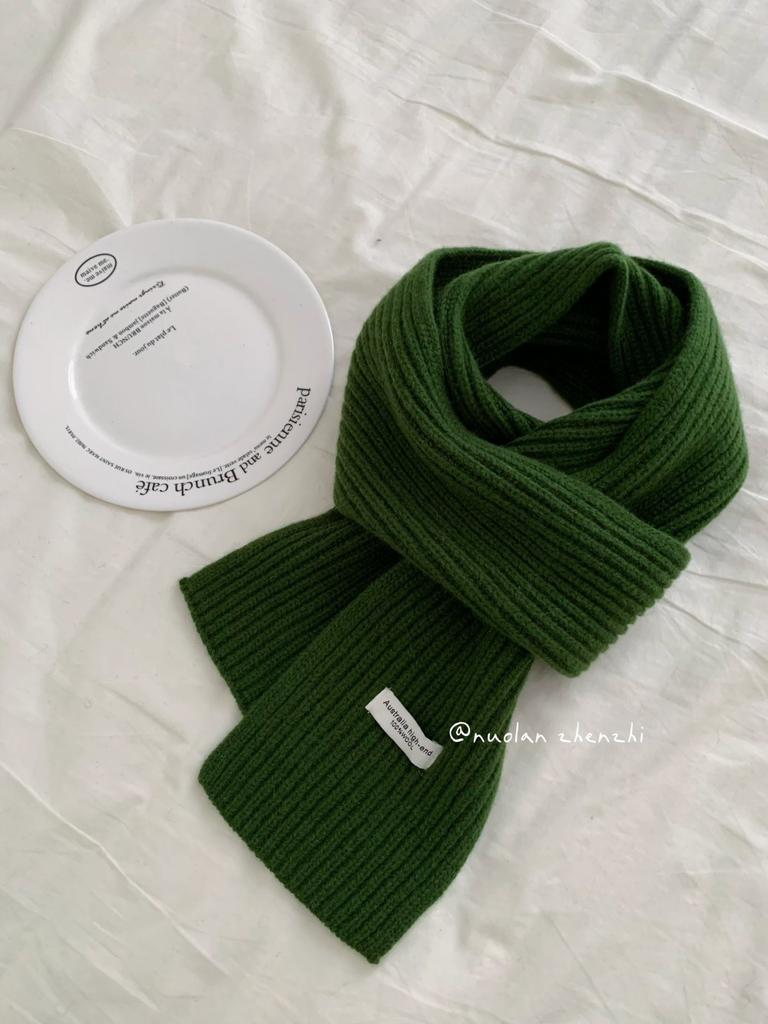 Haze blue 111% wool knitted scarf autumn and winter fashion solid color scarf Korean atmosphere versatile scarf wholesale