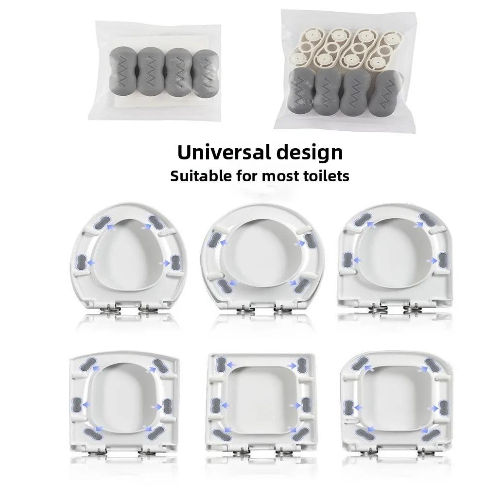 4pcs Anti-slip Toilet Seat Bumper Strong Buffer Adhesive Function Bidet Seat Bumpers Comfortable Toilet Lid Cushion