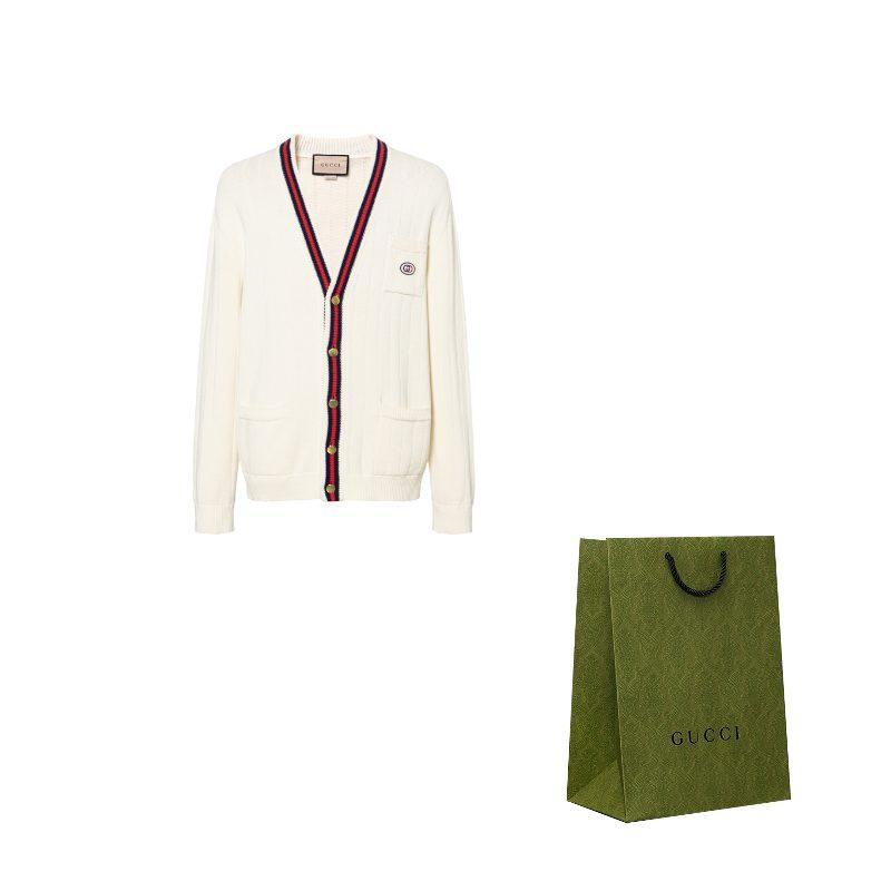 Gucci Gg Logo Patch Embroidered Knit Cardigan 654984-XKBUR-9182