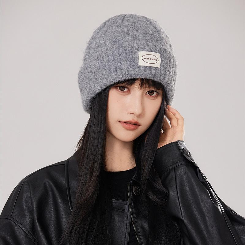 Letter Cloth Woolen Hat Twist Hat Autumn and Winter Warm and Cold Proof Ear Protection Hat Versatile Knitted Hat for Men and Women