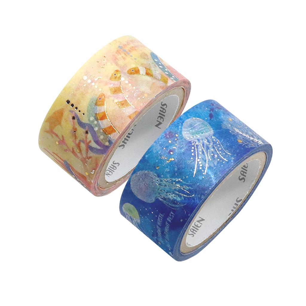 Kamiso Sansho Masking Tape SAIEN Marine Life 2 pattern set made in 20mm width x 2 rolls set (chinese eel, jellyfish), Japan, approx. UR-1079