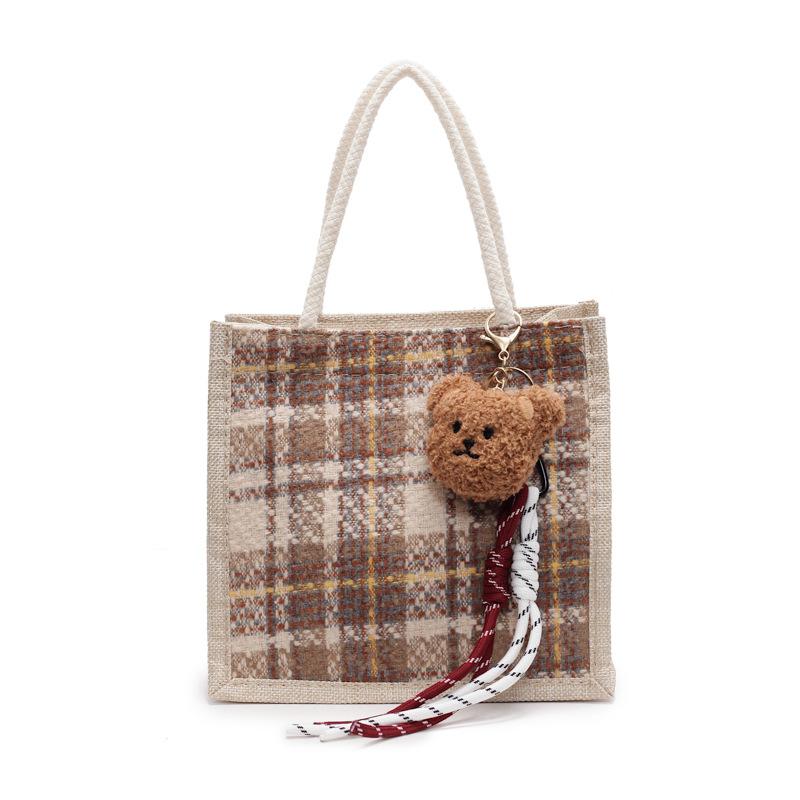 Portable Linen Bag for Work for Women Fashion Canvas Bag for Women Ins Fashionable Versatile One Shoulder Handbag