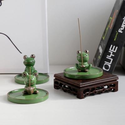 Pcs Cute Handmake Frog, Mushroom Shape Ceramics Crafts Aromatherapy Base Incense Stick Holder Frog Figurines Desktop Ornaments