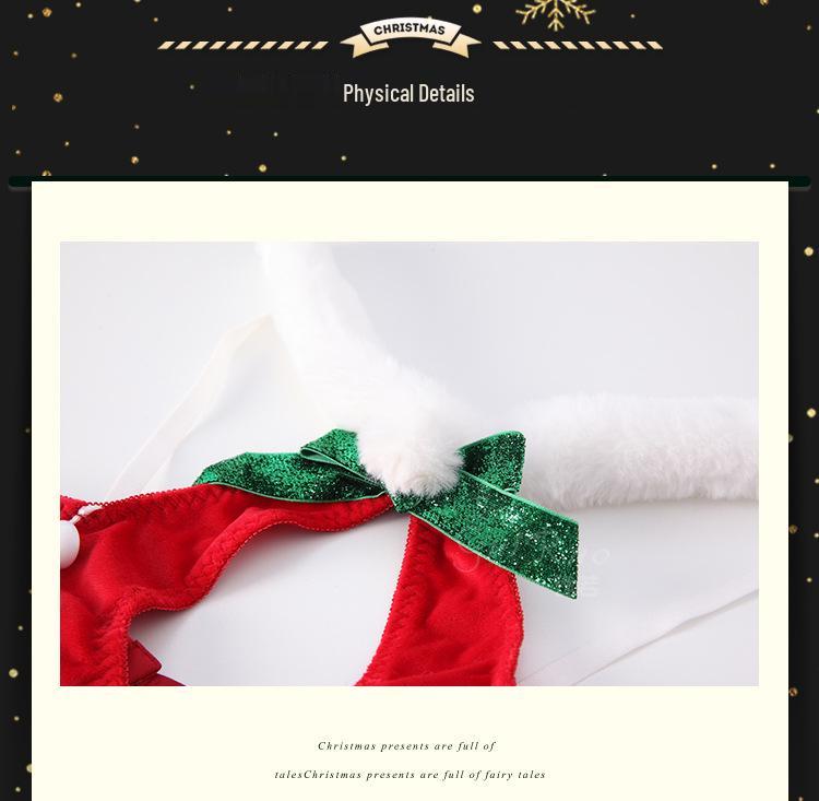 Rose Velvet Christmas Cutout Halter Lingerie Set for Women