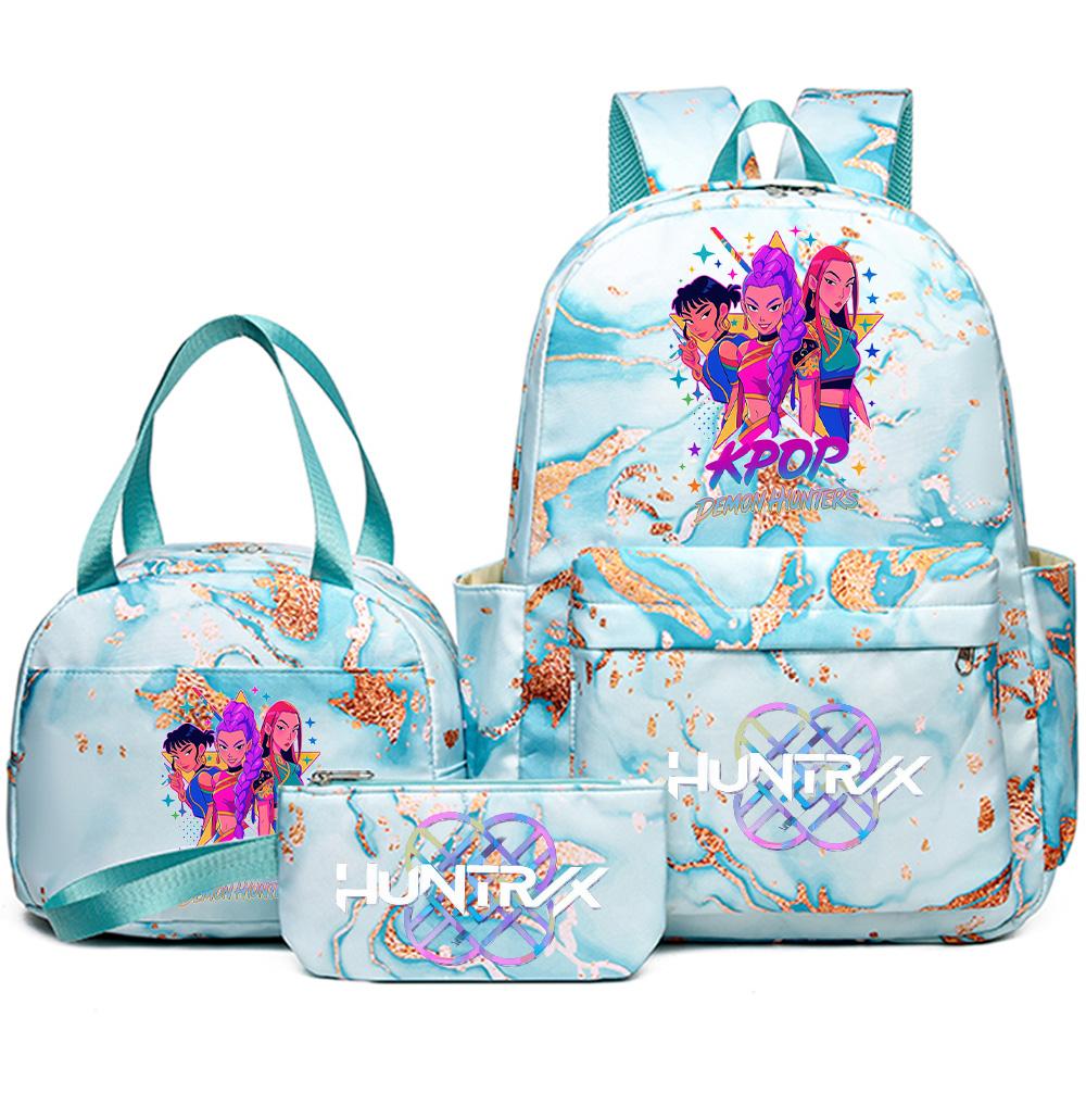 3 szt./zestaw Plecak z nadrukiem Anime Kpop z torebką i piórnikiem dla nastolatka, studenta, dziewczyny, chłopca, wodoodporna torba podróżna Mochila