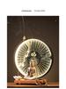 Ceramic Seated Guanyin On Lotus with Light Ring and Anjali Mudra for Home Decor