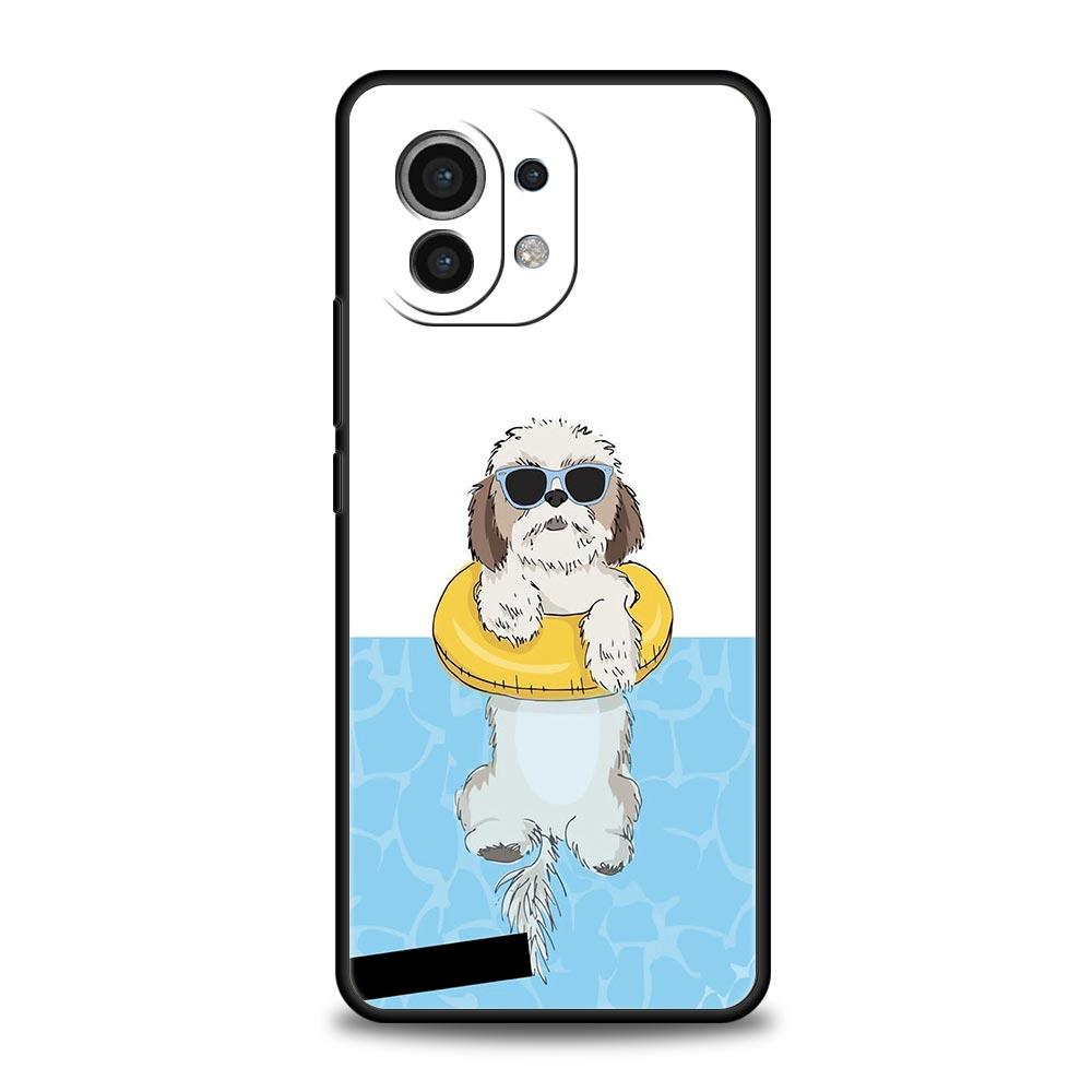 Phone Case For Xiaomi Mi 15 14 13 12 11 Lite 14T 13T 12T 11T Pro Poco X7 X6 X5 X3 Pro F6 F5 F4 Cover Shih Tzu Painting Cute