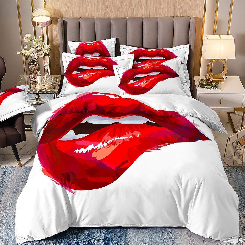 Home Textiles Eyes Eyelashes Mouth 3D Printing Four-Piece Quilt Cover Three-Piece Duvet Cover