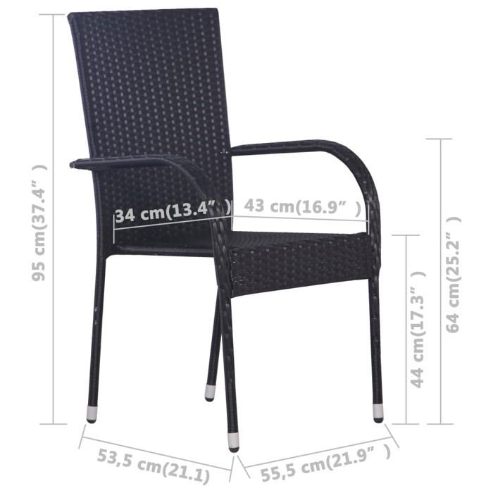VidaXL 4x Chaises Empilables d'Extérieur Chaises de Jardin Sièges de Terrasse Chaises de Patio Sièges de Salle à Manger 310084