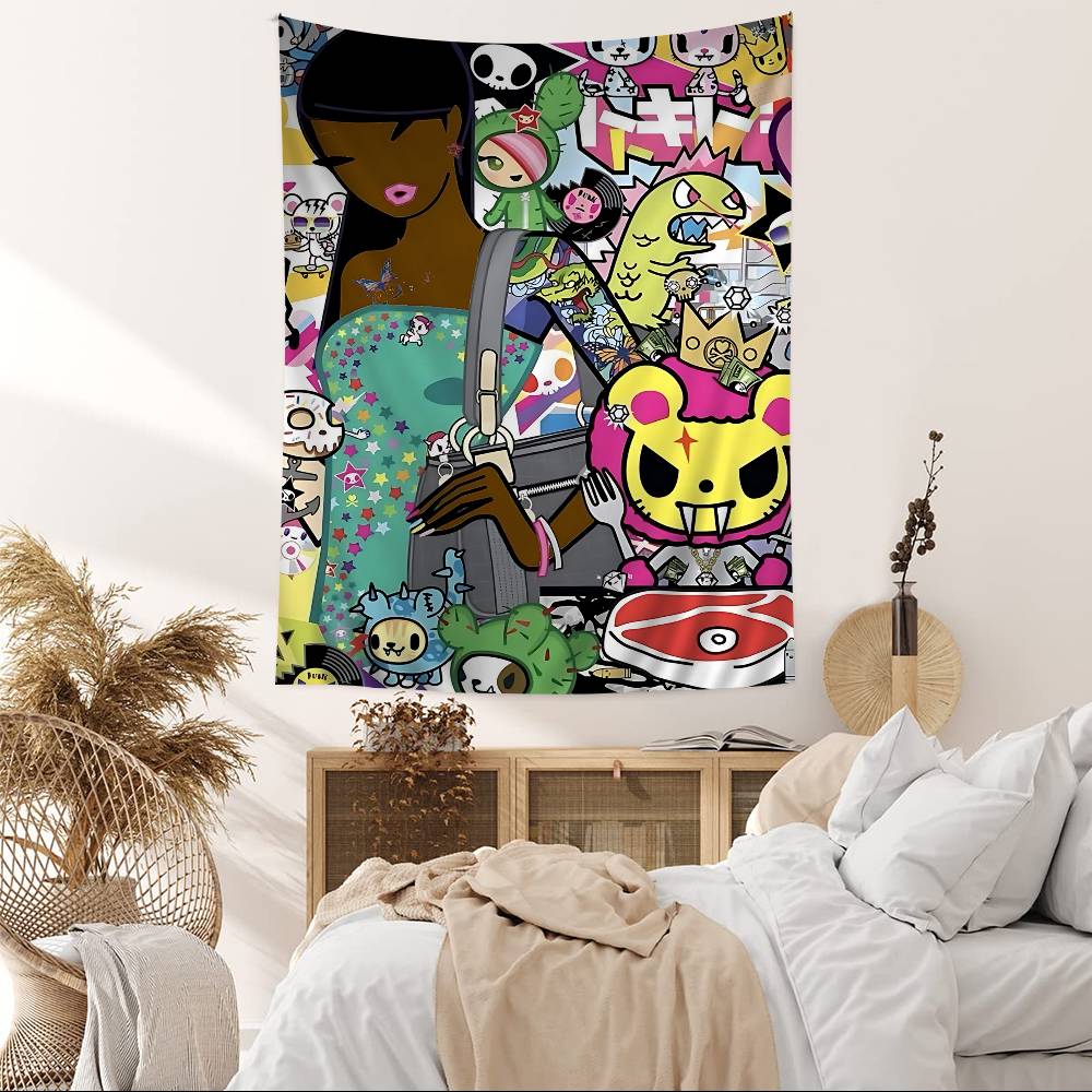 Japan Anime TTokidokiS Printed Large Wall Tapestry Hanging Tarot Hippie Wall Rugs Dorm Home Decor