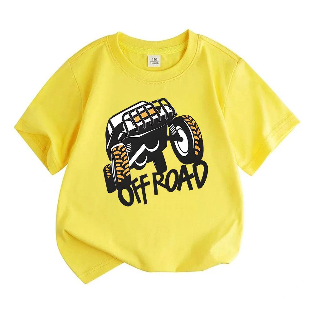 Kids Boys Girls 100% Cotton Crew Neck Short Sleeve T-Shirt, Cool Off-Road Monster Truck Printed Casual Tees, Soft Breathable Summer Tops for Outdoor D