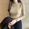 Autumn Winter Women Sweater Korean Fashion Warm Bottoming Shirts Half High Collar Basic Knitwear Solid Long Sleeve Pullovers